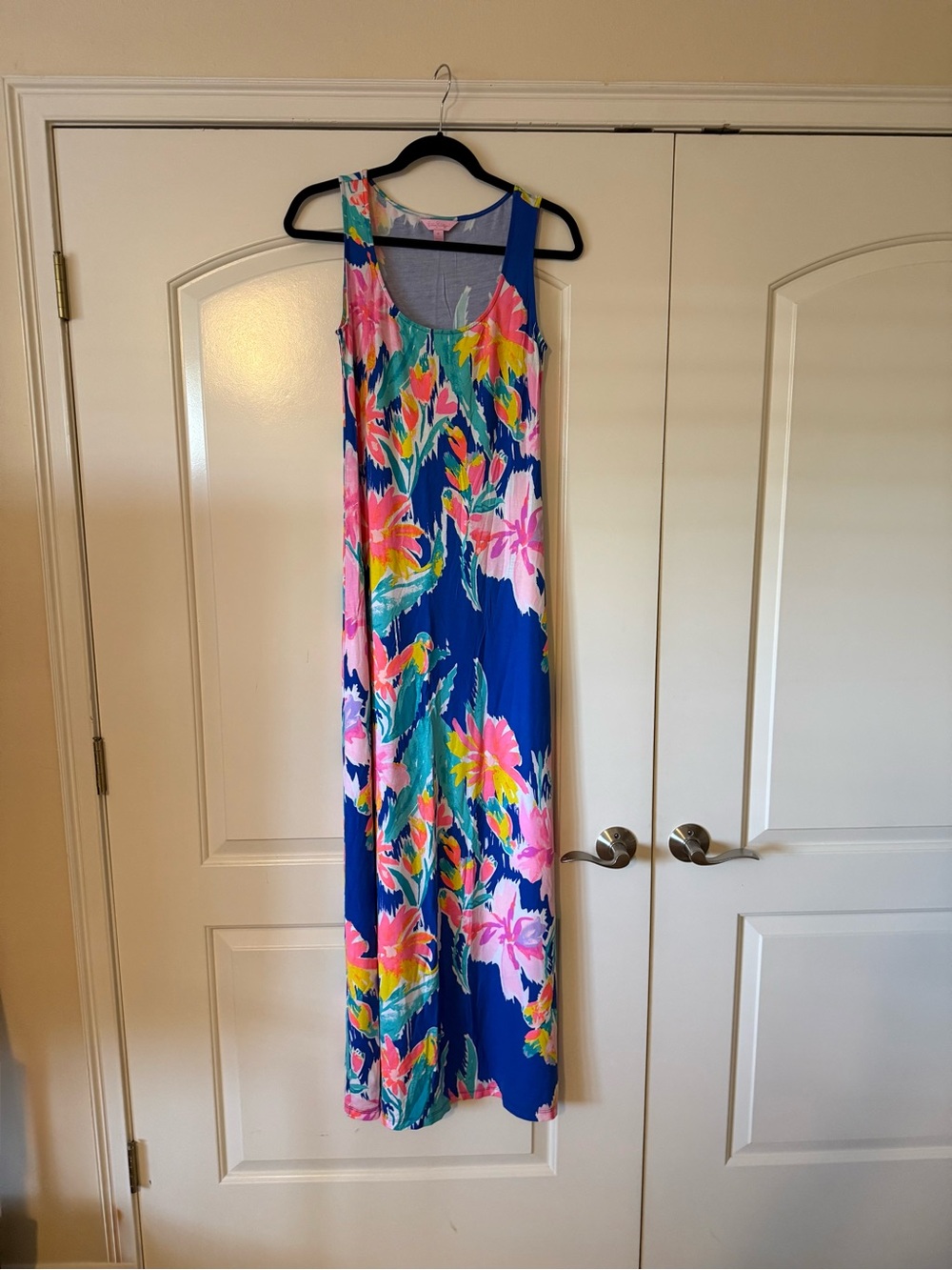 Lilly Pulitzer Blue Tropical Floral Maxi Dress